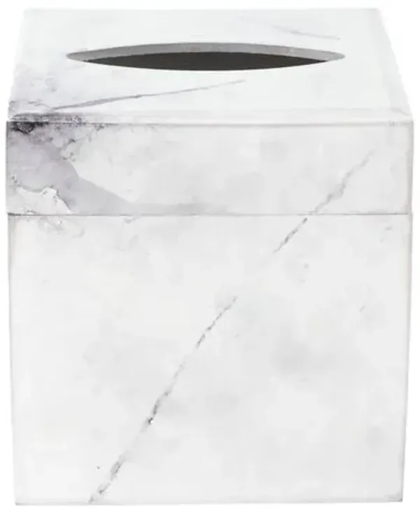 Florentine Wooden Marble Tissue Box - VIETRI - Gray