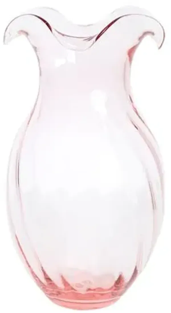 Hibiscus Glass Vertical Fluted Vase - VIETRI - Pink