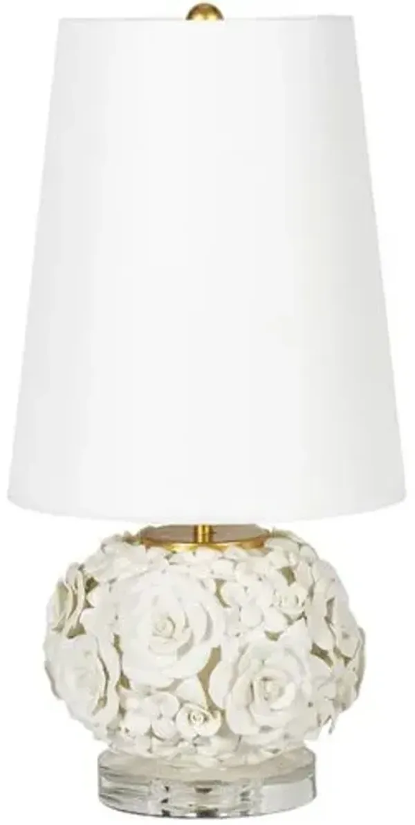 Alice Mini Porcelain Floral Table Lamp - White - Regina Andrew