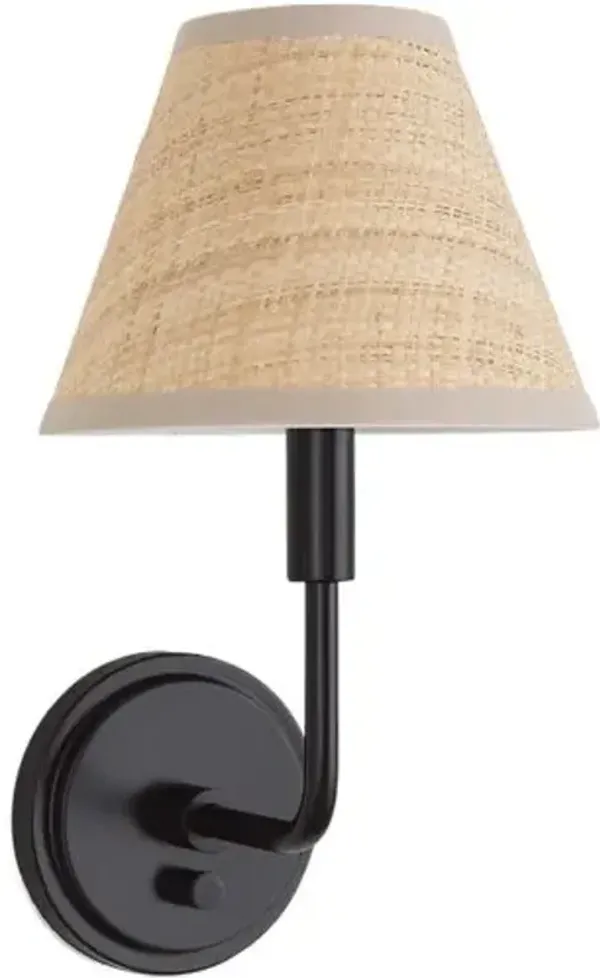 Polly Rattan Shade Single Wall Sconce - Regina Andrew - Black