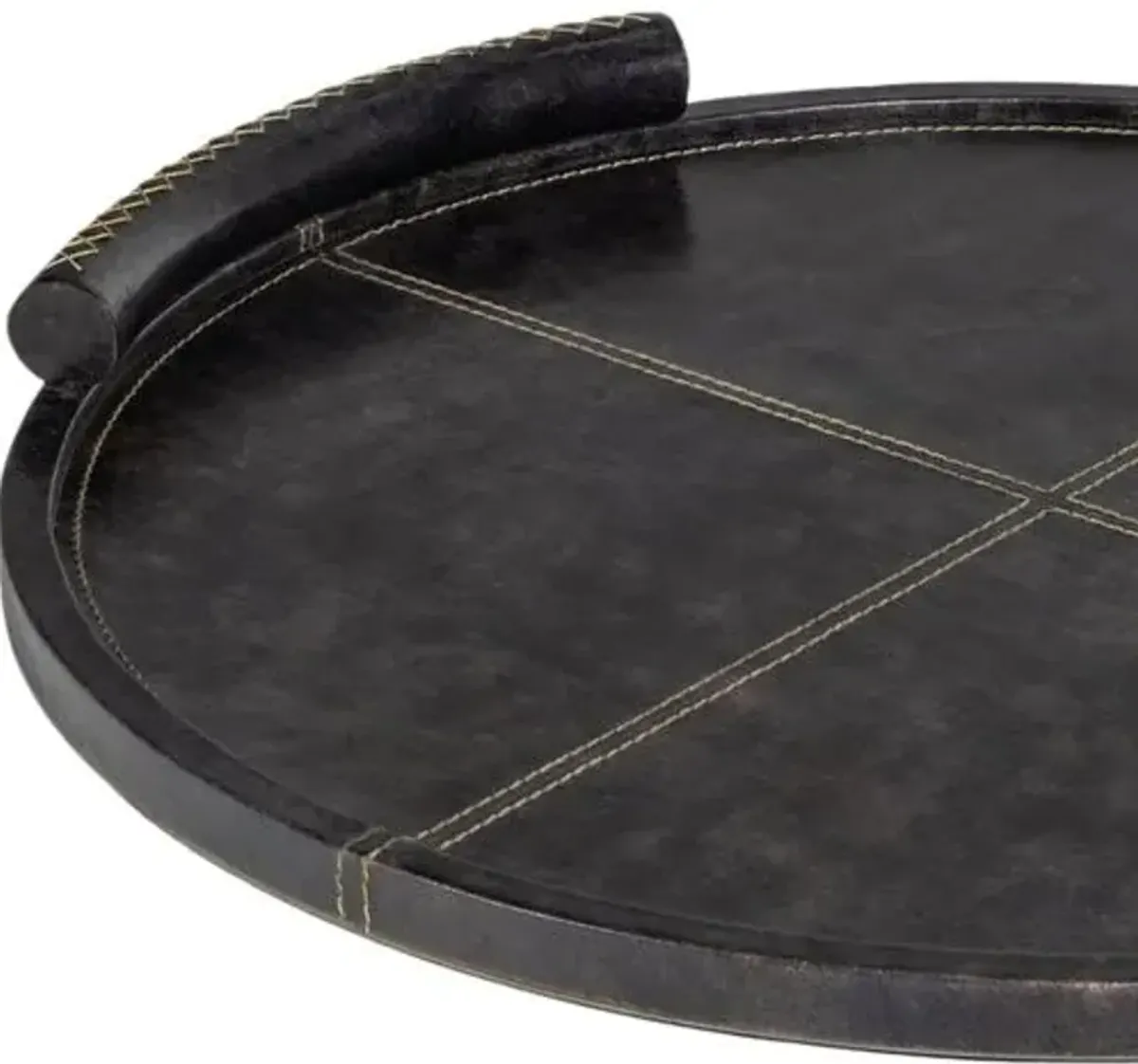 Forte Round Leather Tray - Regina Andrew - Black