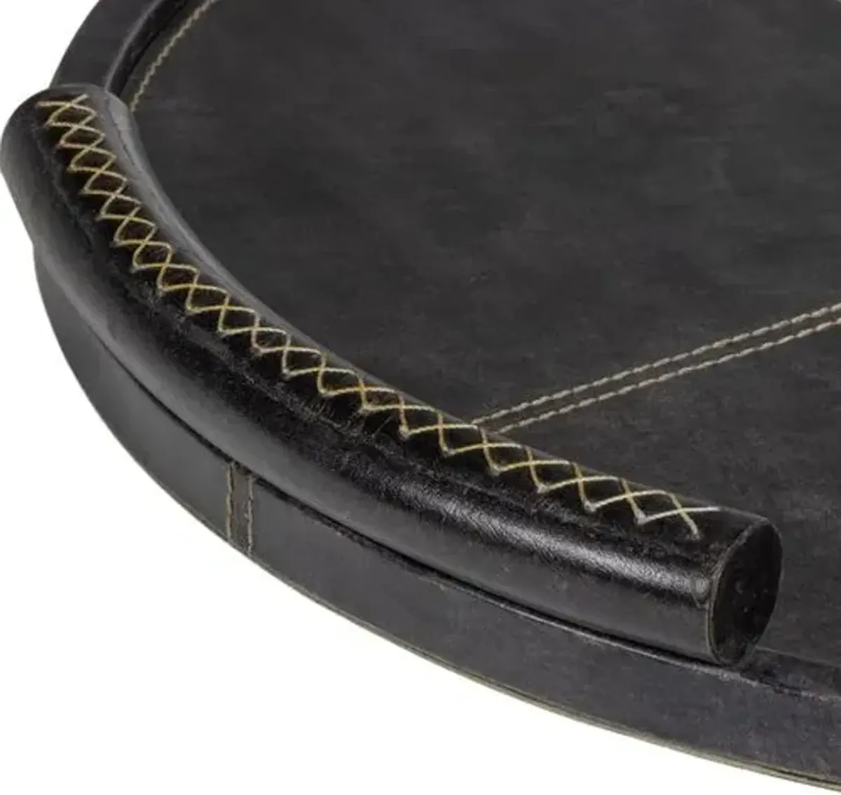 Forte Round Leather Tray - Regina Andrew - Black