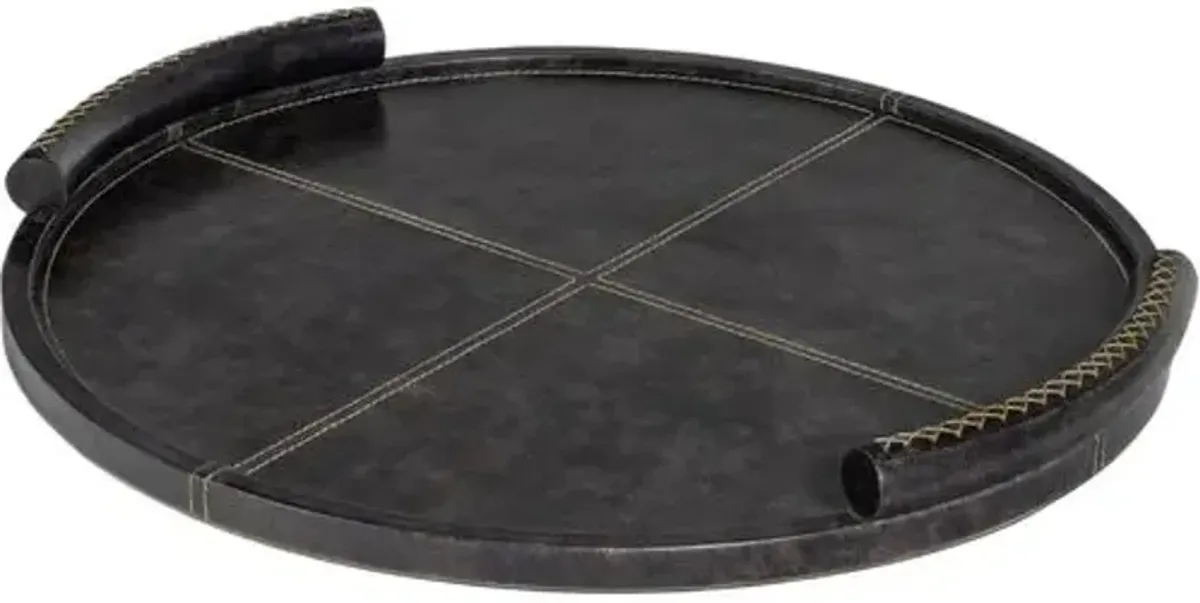 Forte Round Leather Tray - Regina Andrew - Black