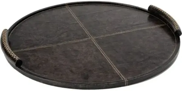 Forte Round Leather Tray - Regina Andrew - Black