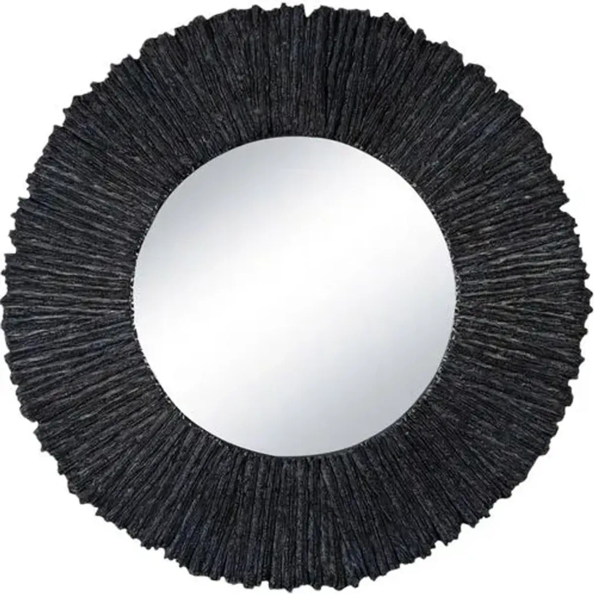 Slate Round Wall Mirror Round - Textured Black - Regina Andrew
