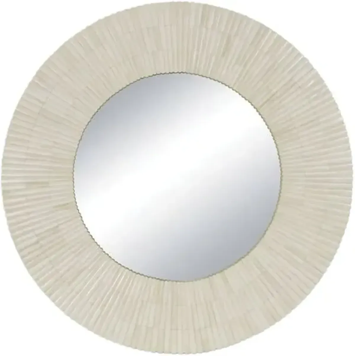 Mirabelle Bone Round Wall Mirror - Neutral - Regina Andrew