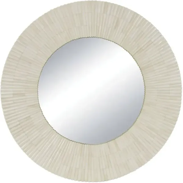 Mirabelle Bone Round Wall Mirror, Neutral