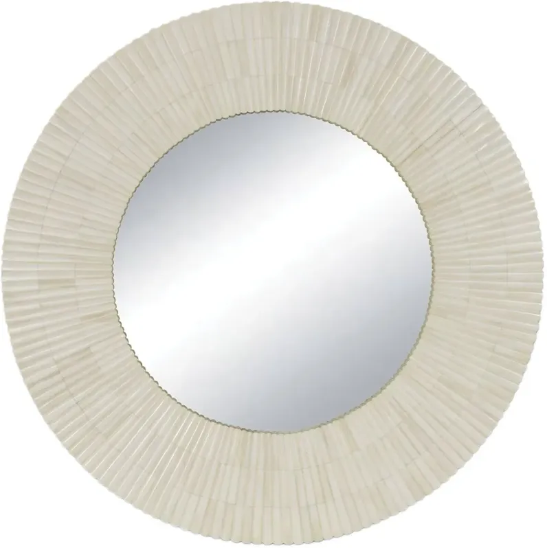 Mirabelle Bone Round Wall Mirror, Neutral