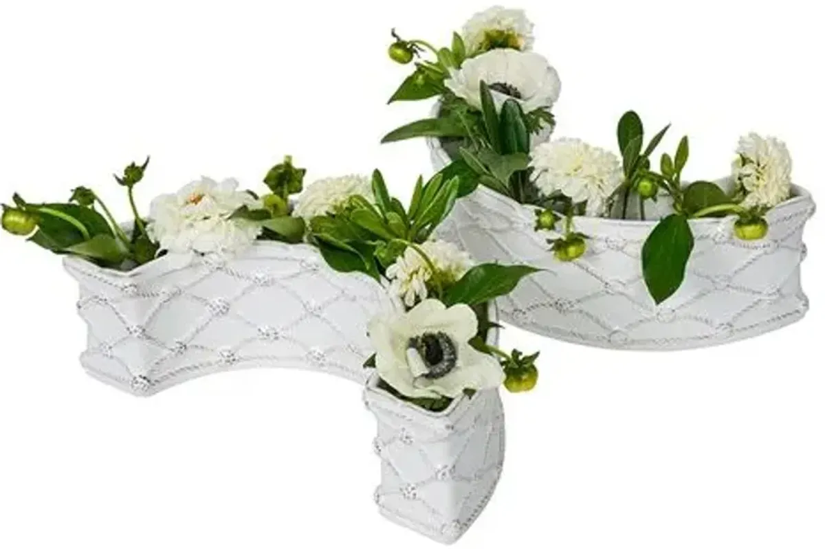 Set of 2 Berry & Thread Petite Parterre Garden Half Circle Vases - Whitewash - Juliska