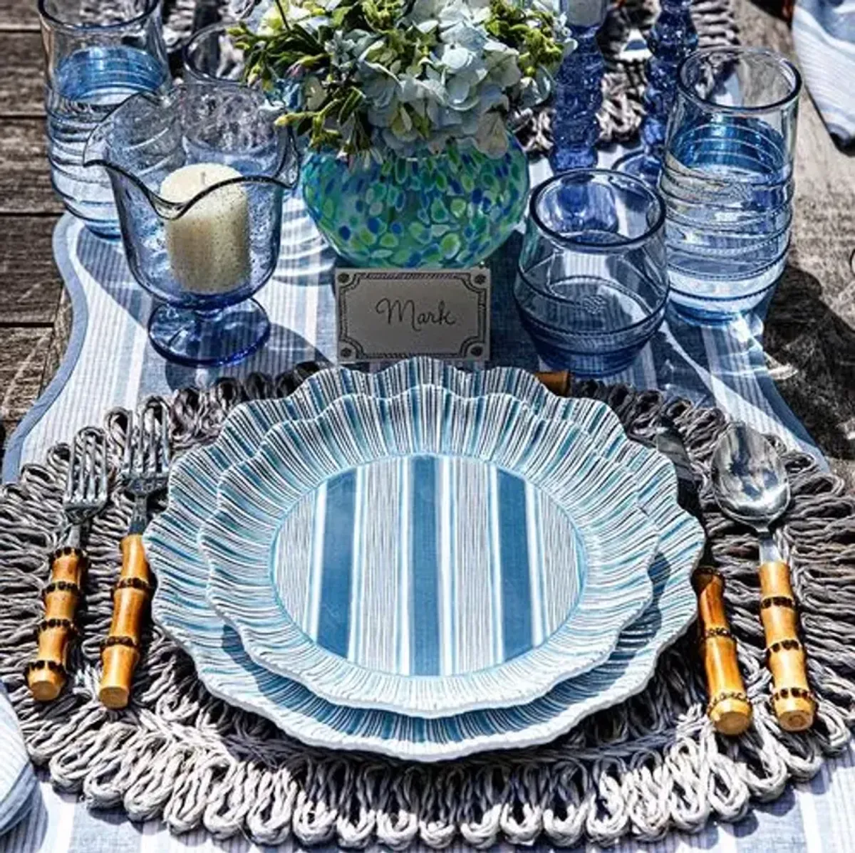 Straw Loop Oval Placemat - Juliska - Blue