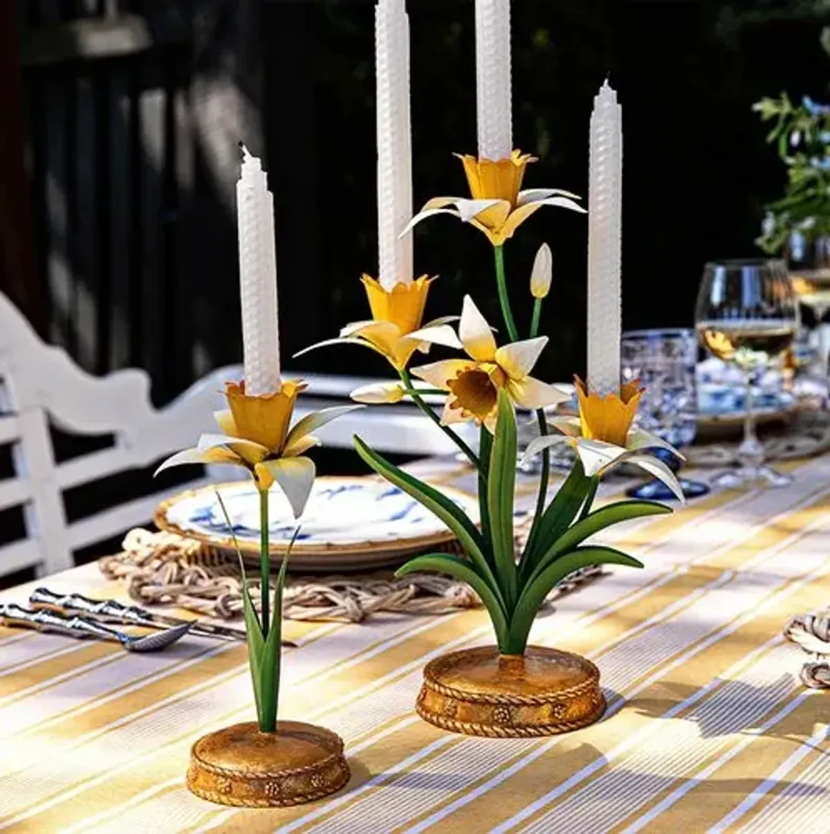 Meadow Walk Daffodil 14" Centerpiece Candelabra - Yellow - Juliska