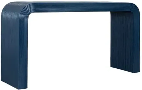 Bahia 60" Rattan Waterfall Console Table - Blue