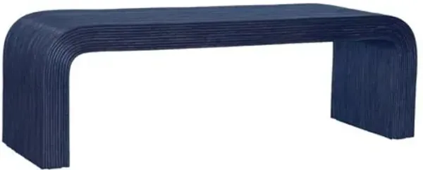 Bahia 60" Rattan Waterfall Bench - Blue