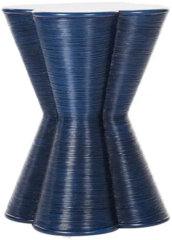 Italia Rattan End Table - Blue