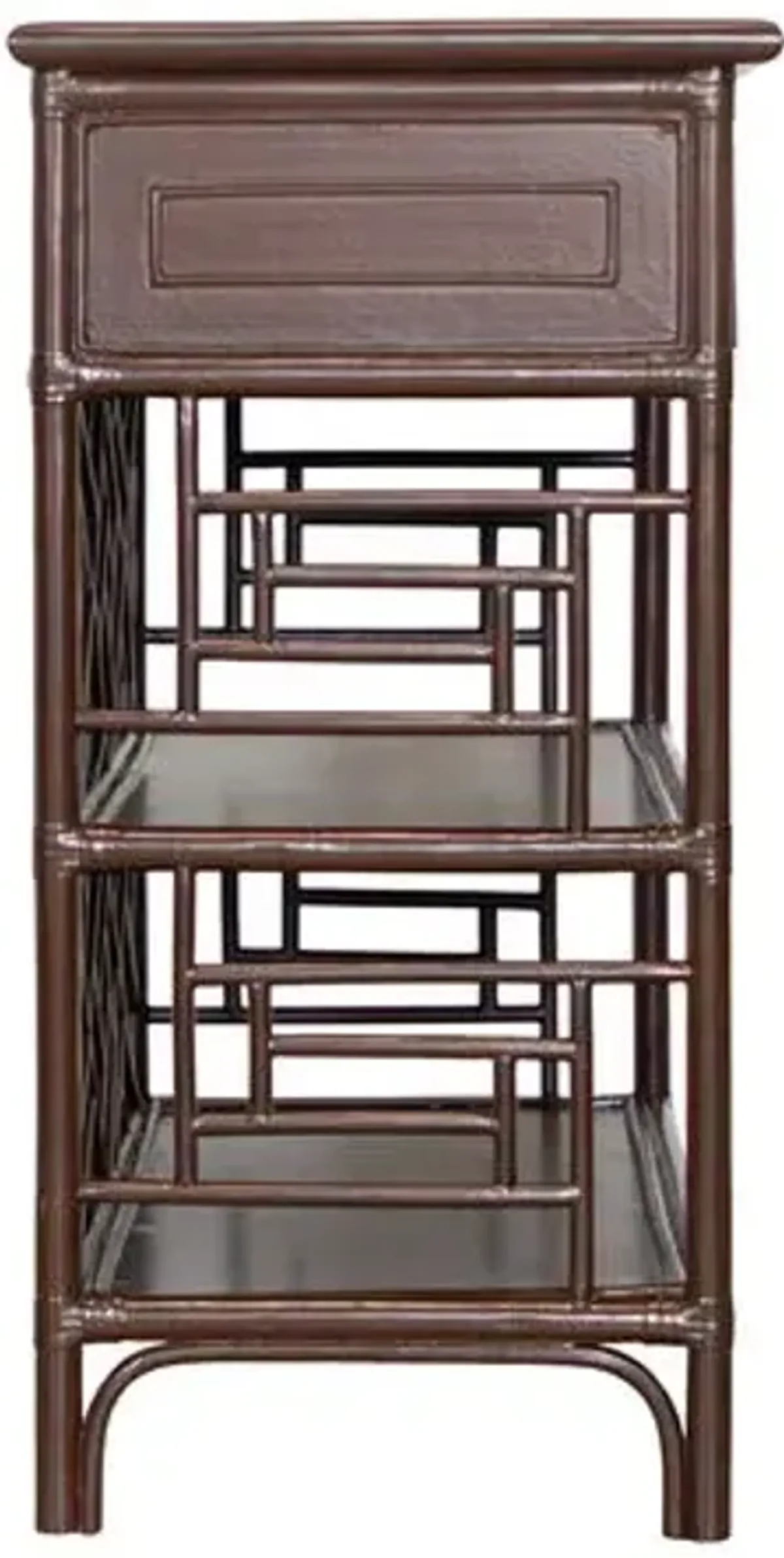Chippendale Rattan End Table - Brown