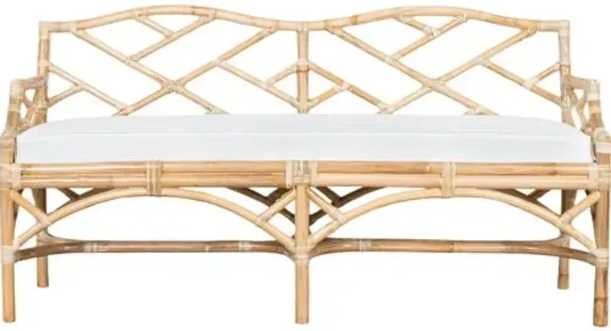 Chippendale Rattan Bench - Beige