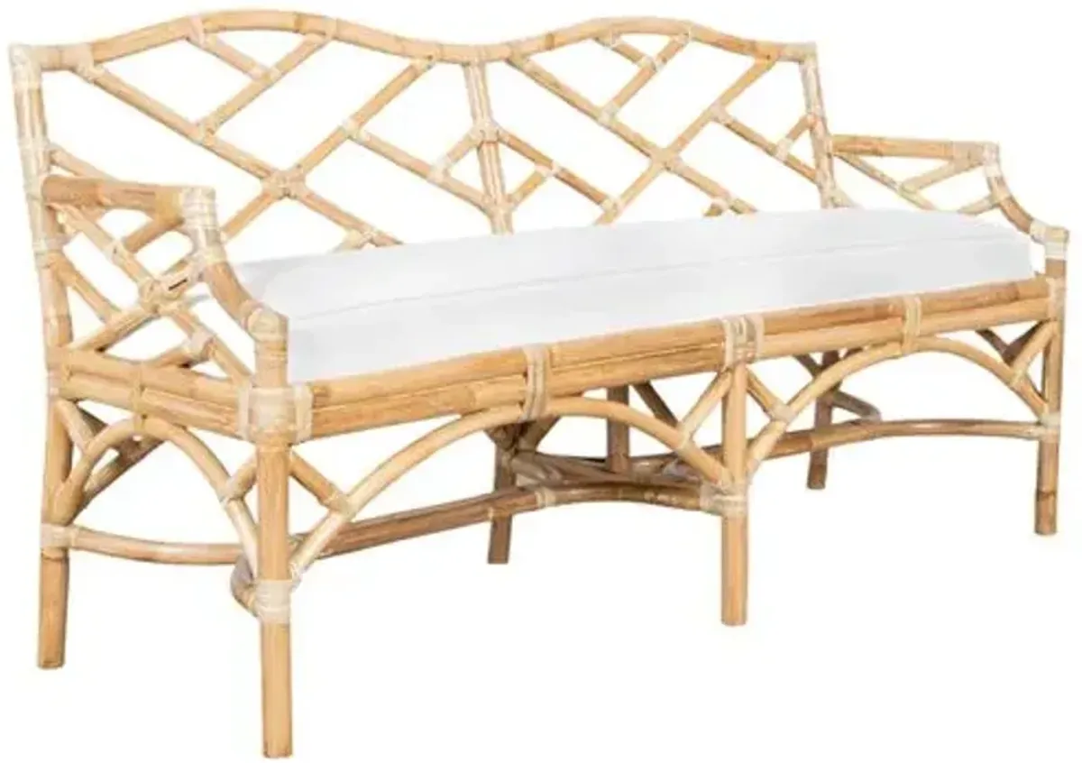 Chippendale Rattan Bench - Beige