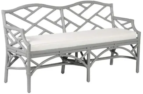Chippendale Rattan Bench - Gray