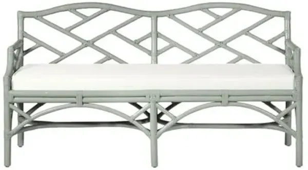 Chippendale Rattan Bench - Green