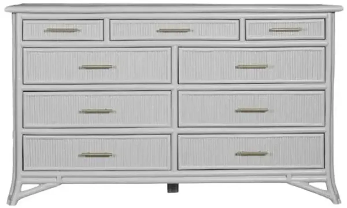 Pencil Rattan 9-Drawer Dresser - Gray