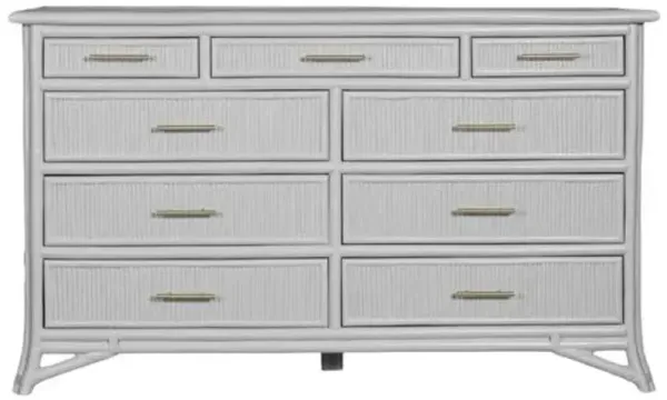Pencil Rattan 9-Drawer Dresser - Gray