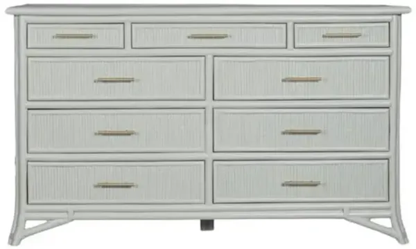 Pencil Rattan 9-Drawer Dresser - Green