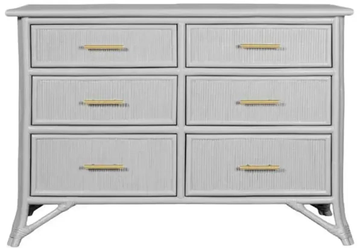 Pencil Rattan 6-Drawer Dresser - Gray