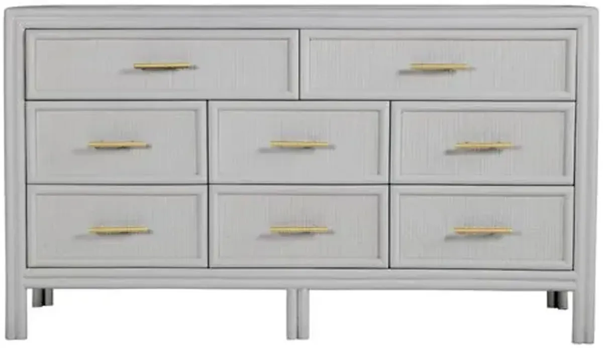 Bermuda Rattan 8-Drawer Dresser - Gray