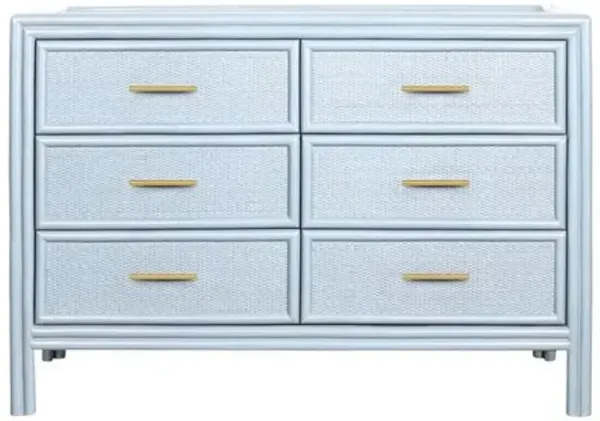 Bermuda Rattan 6-Drawer Dresser - Blue