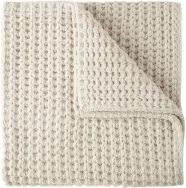 Cozy Waffle Knit Throw Blanket - Peacock Alley - White