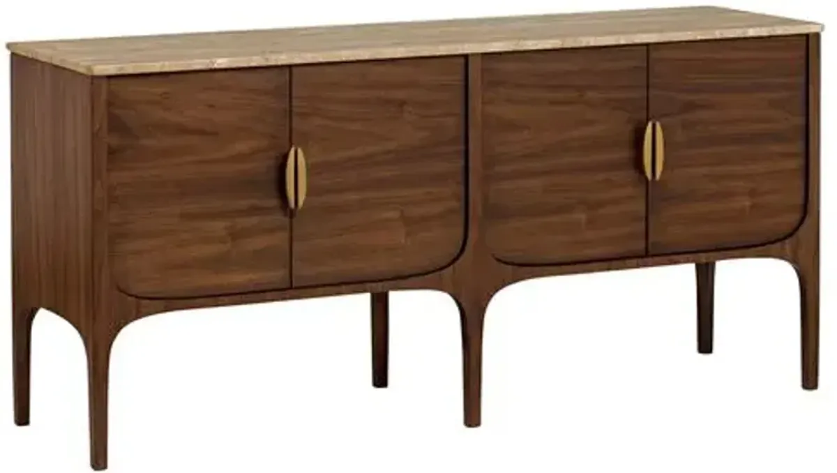 Caelum Travertine Buffet - Walnut - Tulsi Home - Brown