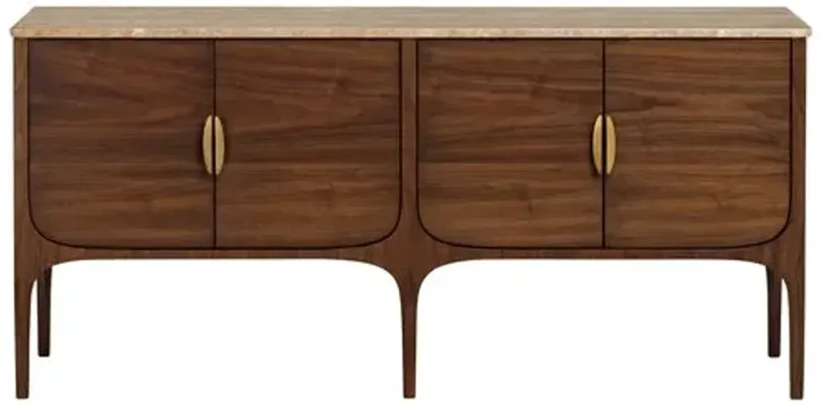 Caelum Travertine Buffet - Walnut - Tulsi Home - Brown