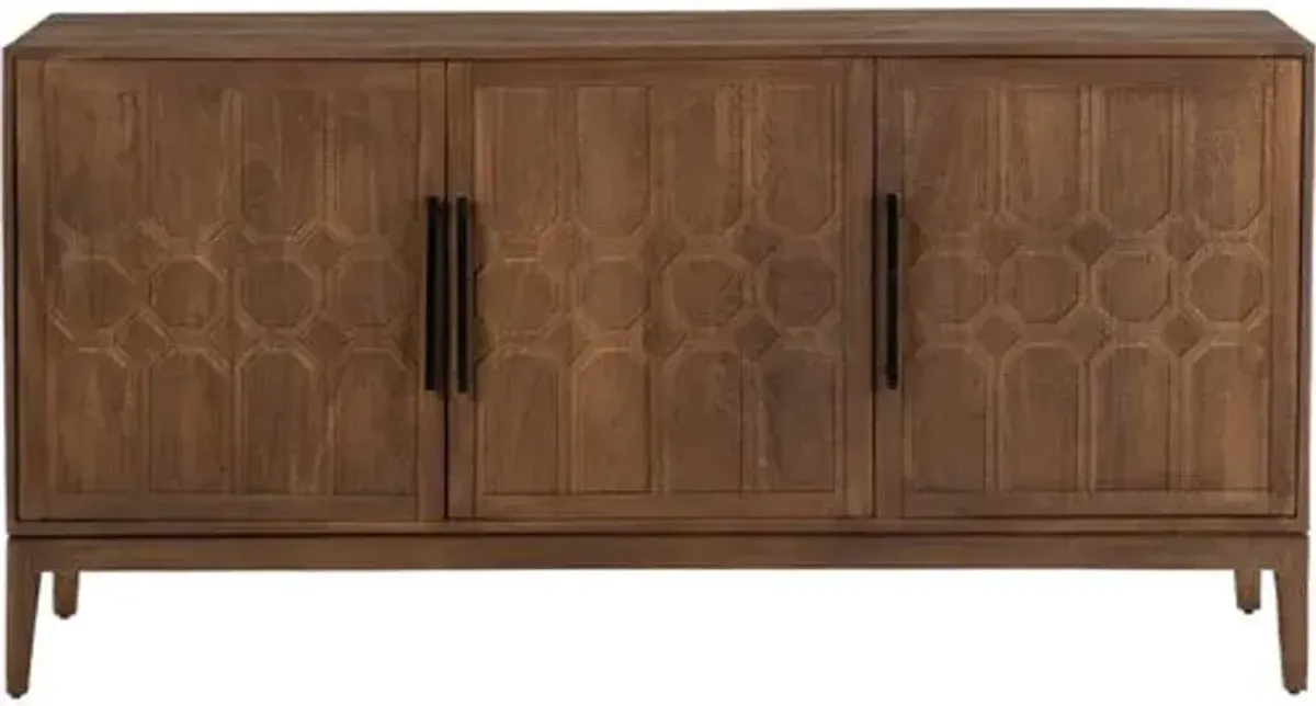 Sorrel 3-Door Buffet Cabinet - Sea Drift - Tulsi Home - Brown