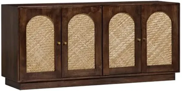 Ronan Cane 4-Door Sideboard - Walnut - Tulsi Home - Brown
