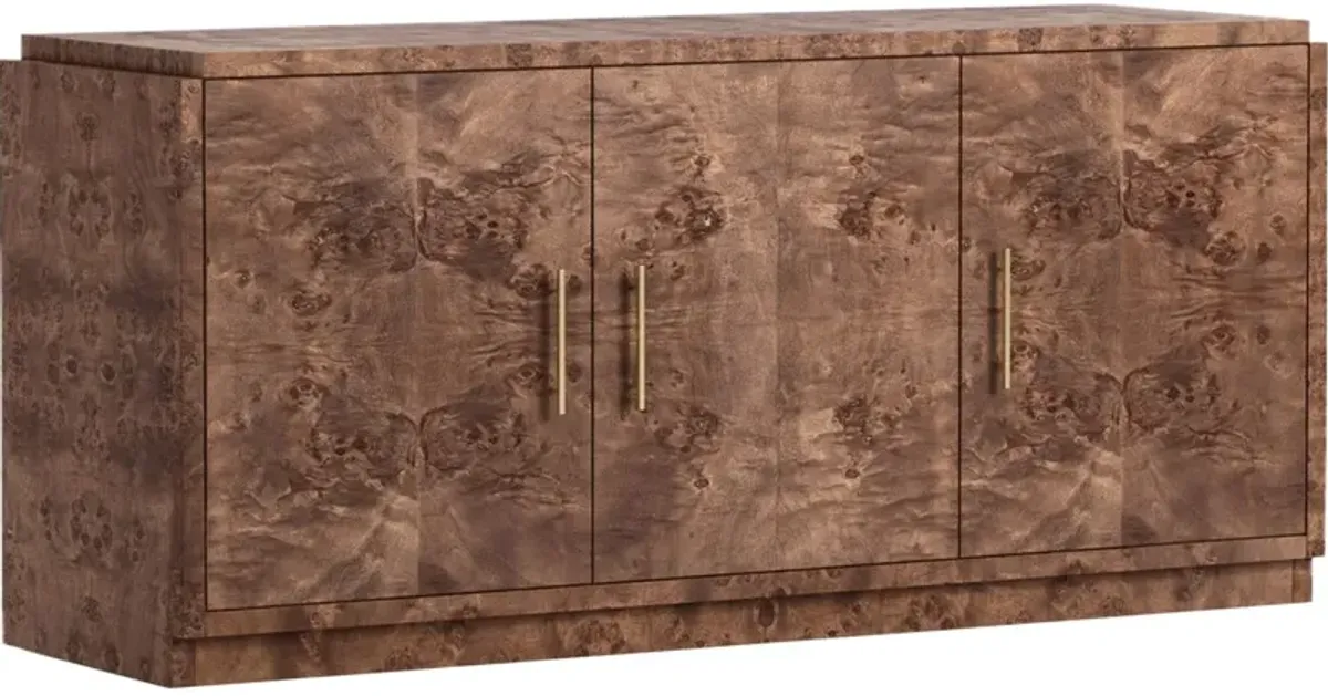 Jackson Burl 3-Door Buffet Cabinet - Tulsi Home - Brown