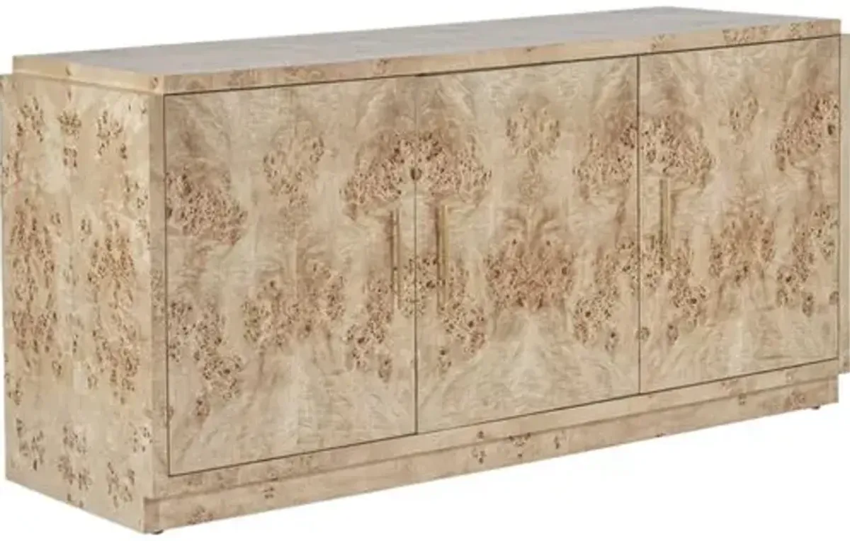 Jackson Burl 3-Door Buffet Cabinet - Tulsi Home - Beige