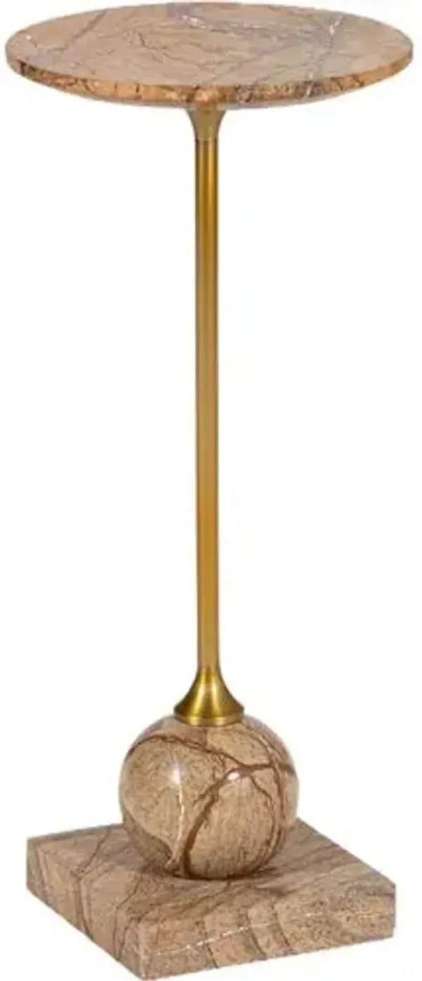 Uma Marble Drink Table - Tulsi Home - Brown
