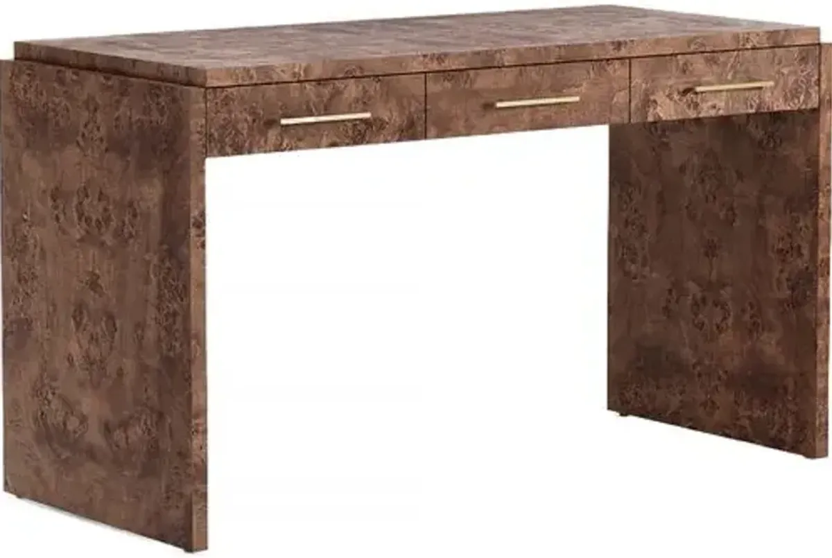 Jackson Burl 3-Drawer Desk - Tulsi Home - Brown