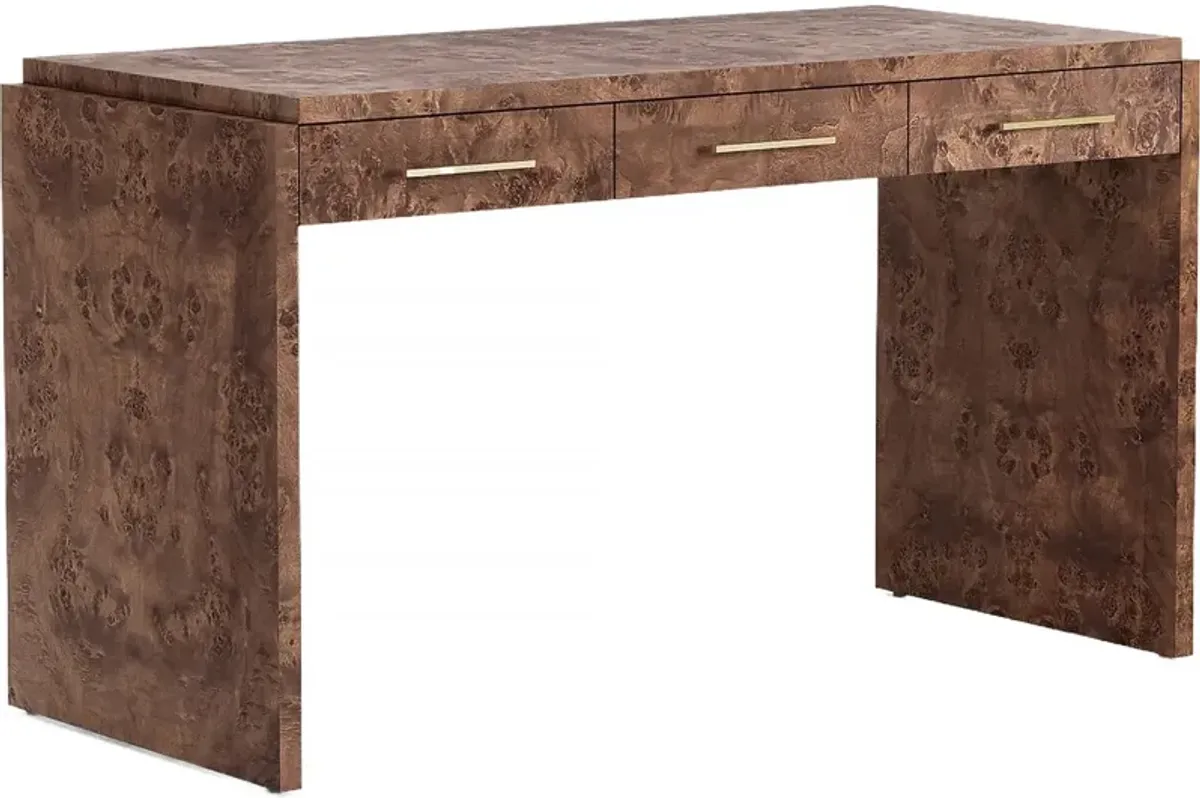 Jackson Burl 3-Drawer Desk