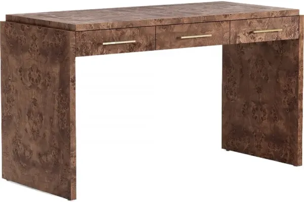 Jackson Burl 3-Drawer Desk