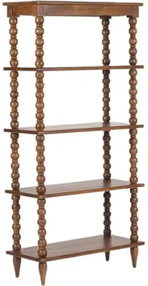 Thalyn Spindle Tall Bookcase - Tulsi Home - Brown