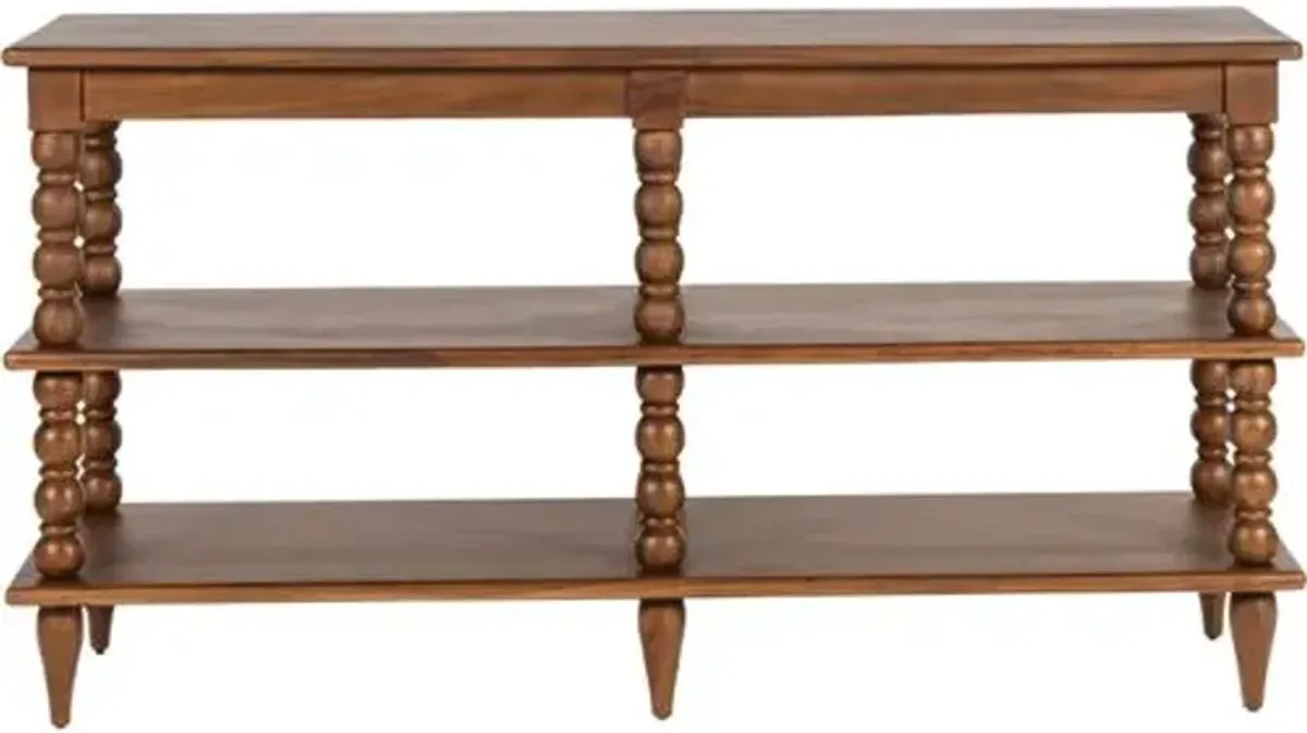 Thalyn Wide Spindle Bookcase/Console Table - Walnut - Tulsi Home - Brown