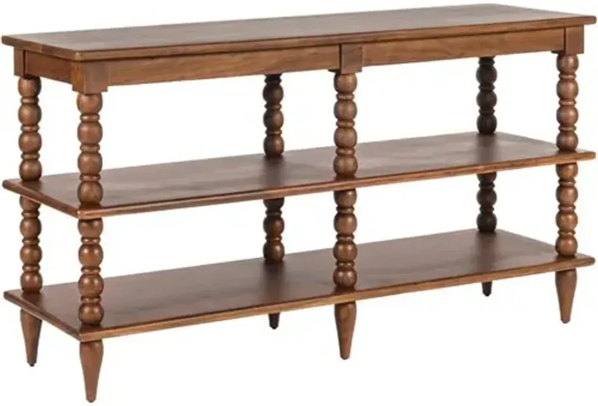 Thalyn Wide Spindle Bookcase/Console Table - Walnut - Tulsi Home - Brown