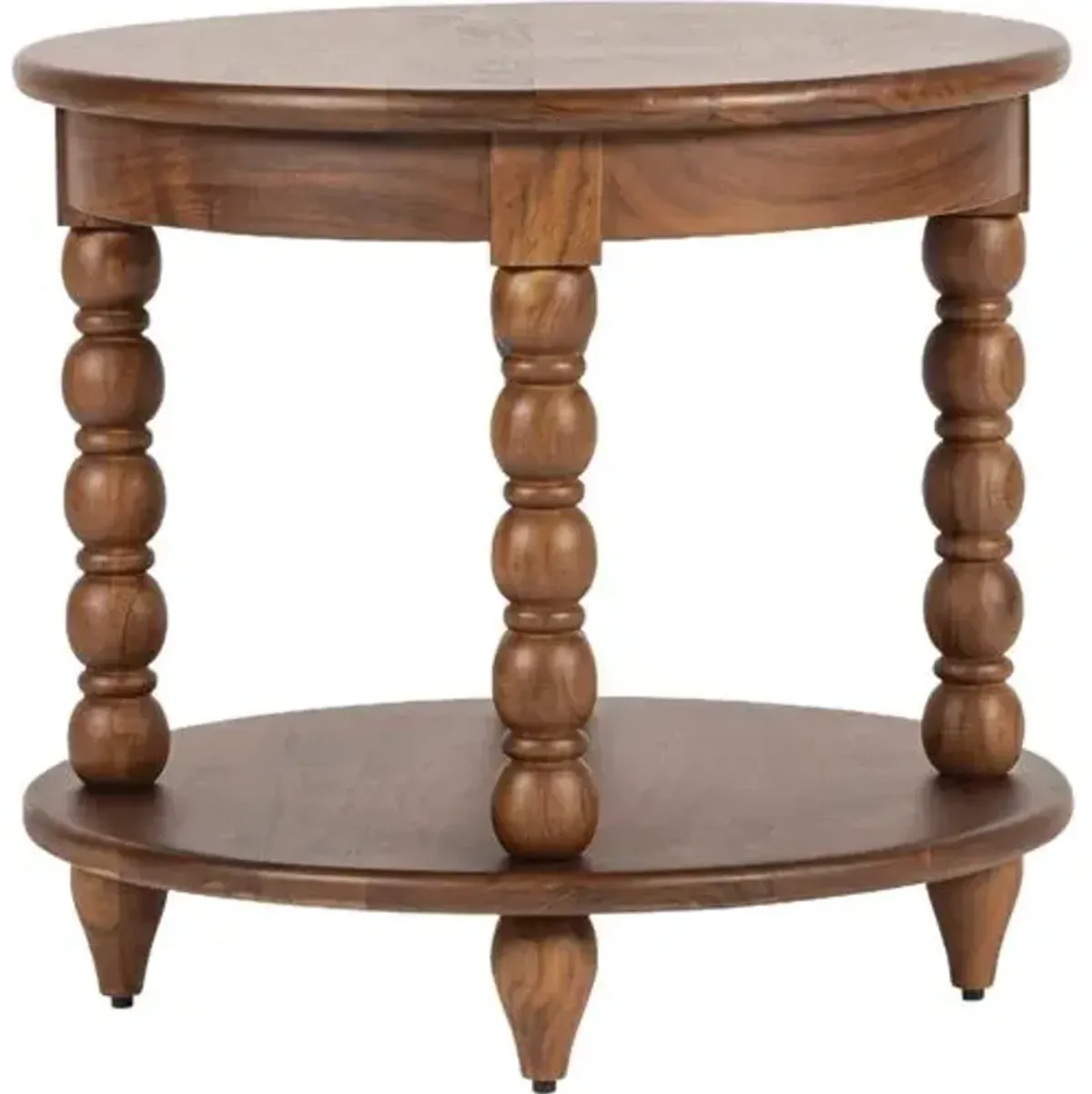 Thalyn Round Spindle End Table - Walnut - Tulsi Home - Brown