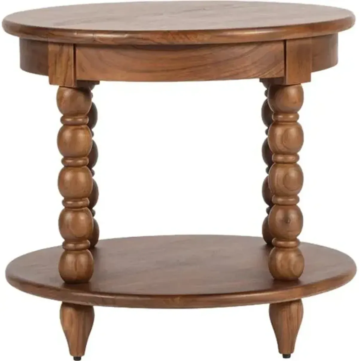 Thalyn Round Spindle End Table - Walnut - Tulsi Home - Brown