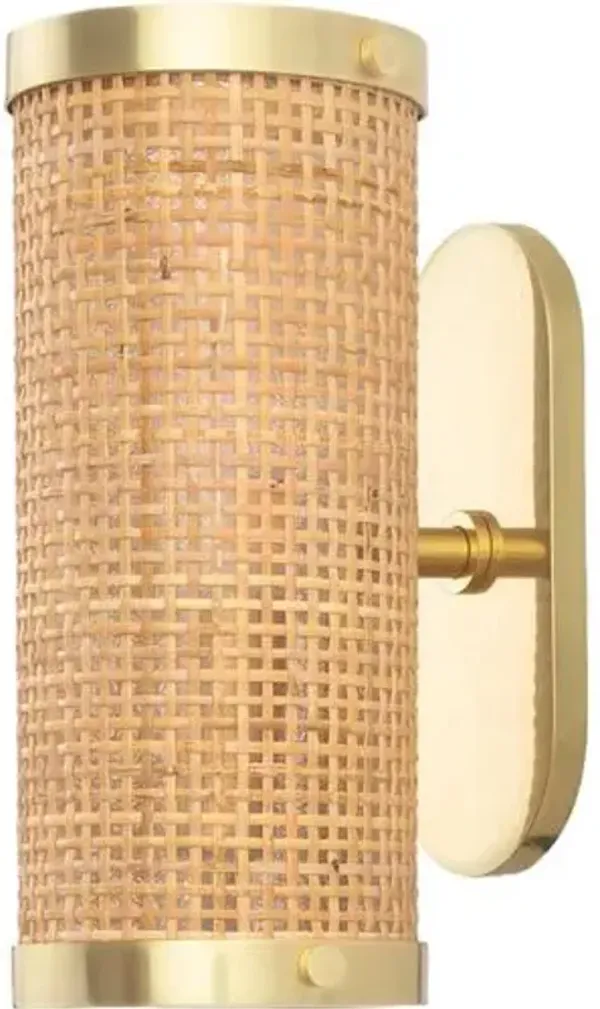 Jorik Rattan 1-Light Wall Sconce - Tulsi Home - Beige