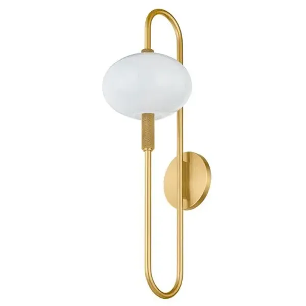 Drix Knurled Loop Wall Sconce - Aged Brass/Opal White - Gold