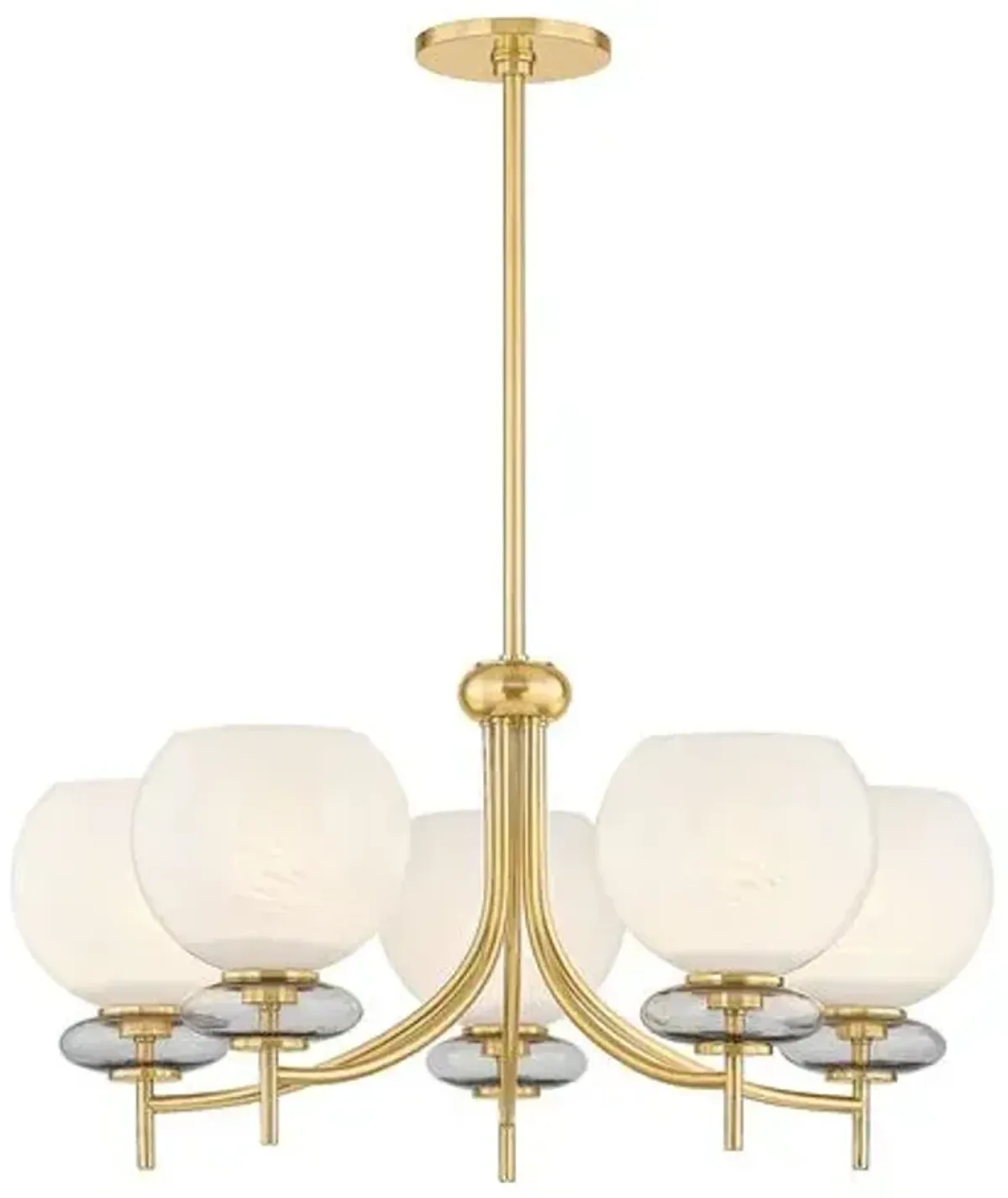 Radiance 5-Light Glass Orb Chandelier - Cloud/Aged Brass - Gold
