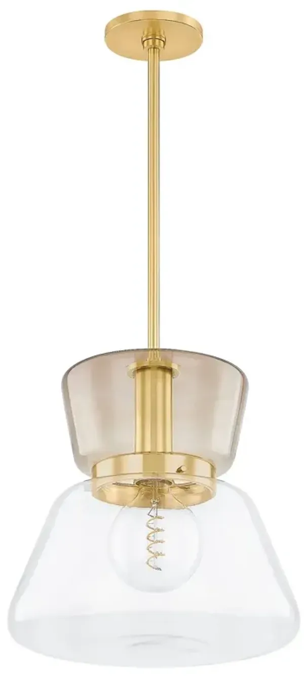 Maren Hourglass Pendant - Clear/Light-Bronze Plated Glass
