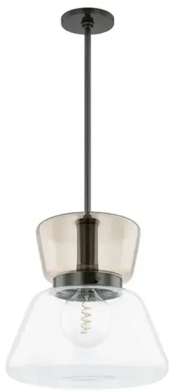 Maren Hourglass Pendant - Clear/Light-Bronze Plated Glass